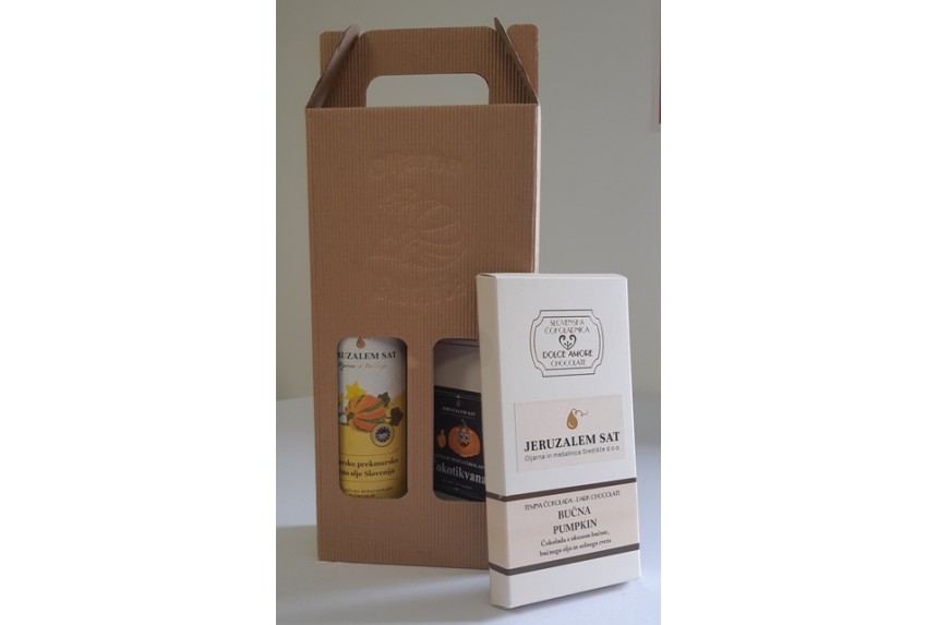 Geschenkeset mit Schokolade mit Kürbiskernen